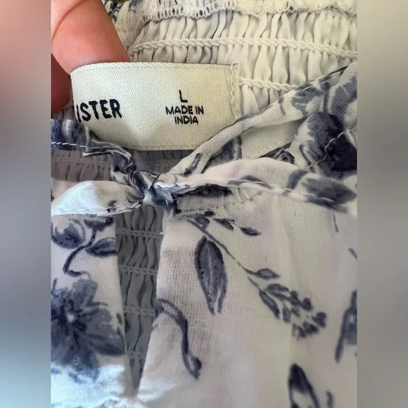 Hollister Sofia Drop-Waist Bubble Skort Dress White & Blue Floral Large - Picture 9 of 11